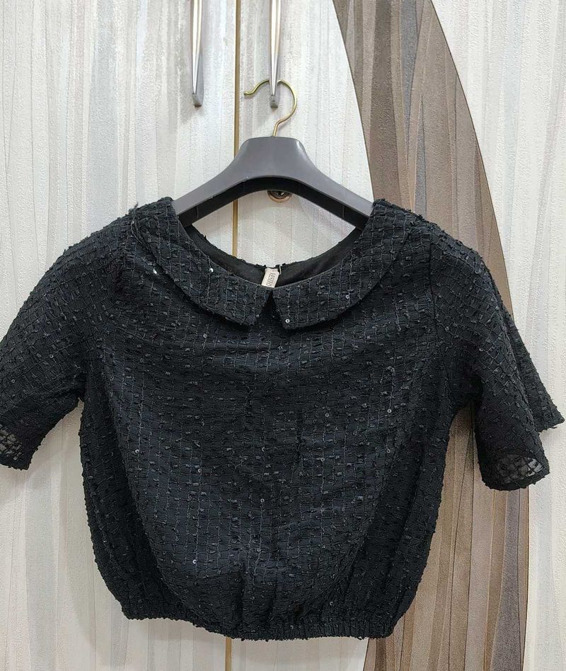 Sparkling Black Crop Top