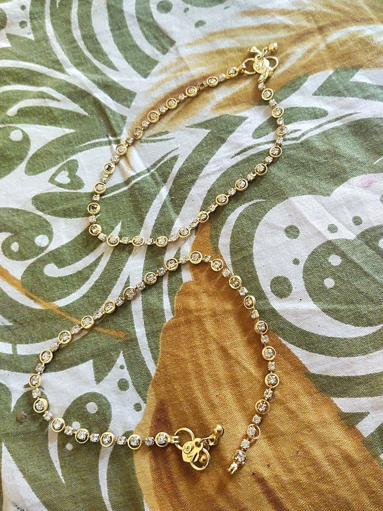 Beautiful Diamond Anklets Free Size