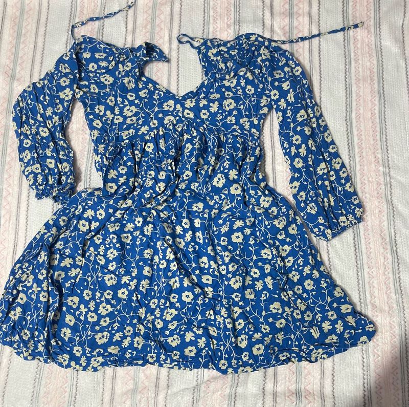 Blue Floral Mini Dress