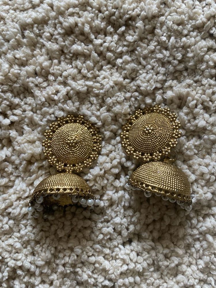 Gold Jhumka Earrings