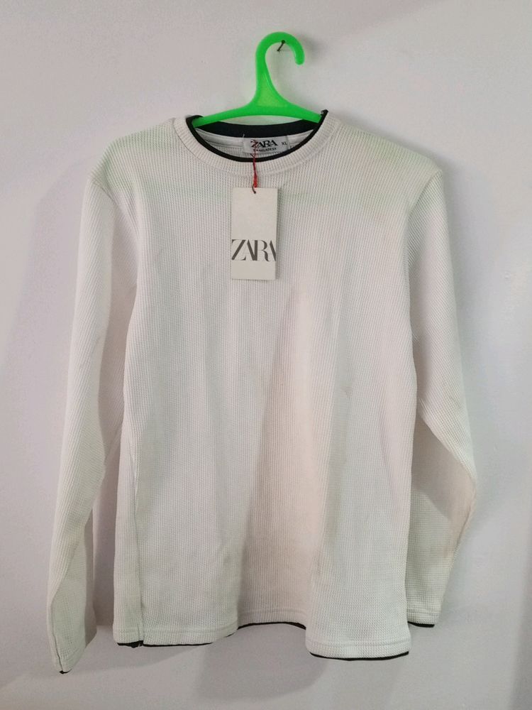 White Zara Full Sleeve  Popcorn Tshirt