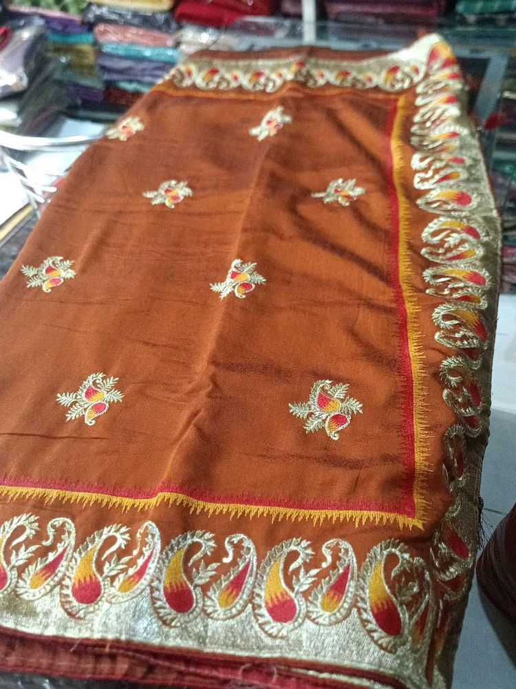 Elegant Embroidered silk Saree