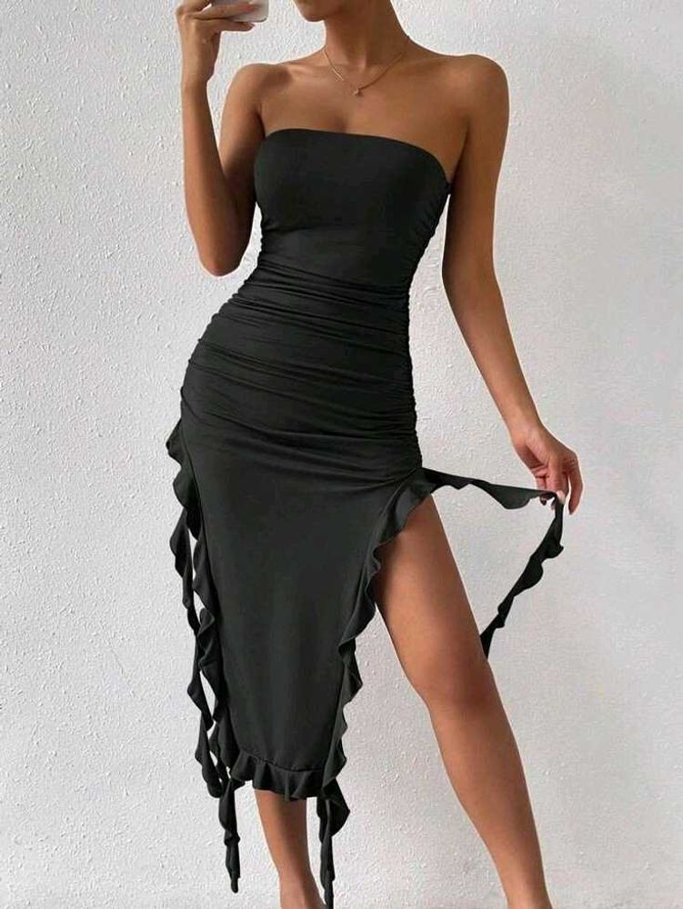 Sexy Dress Boob Tube  Long Strapless Slim Fit