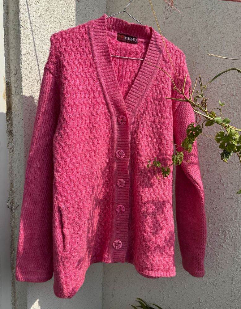 Pink Knit Cardigan