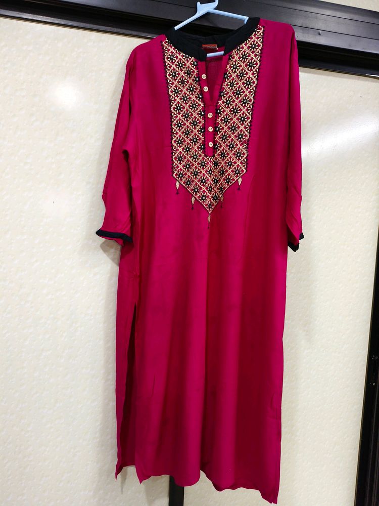 PINK RAYON KURTI.