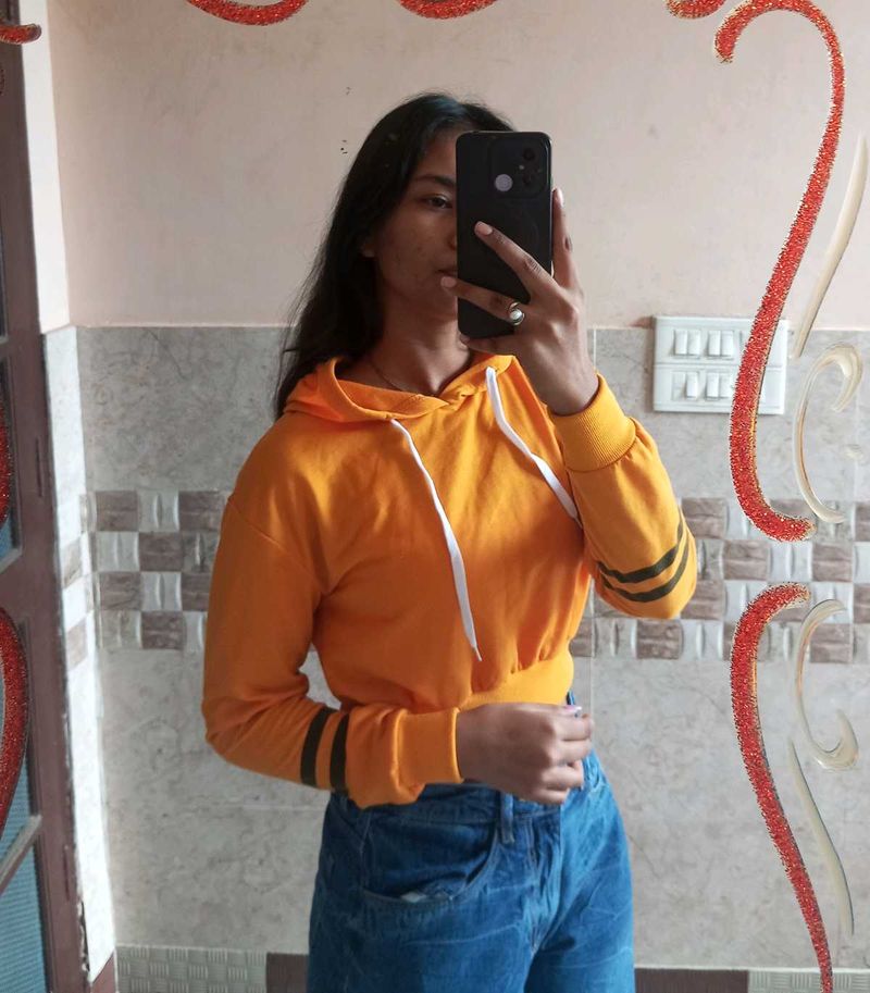 Yellow Cropped Hoodie