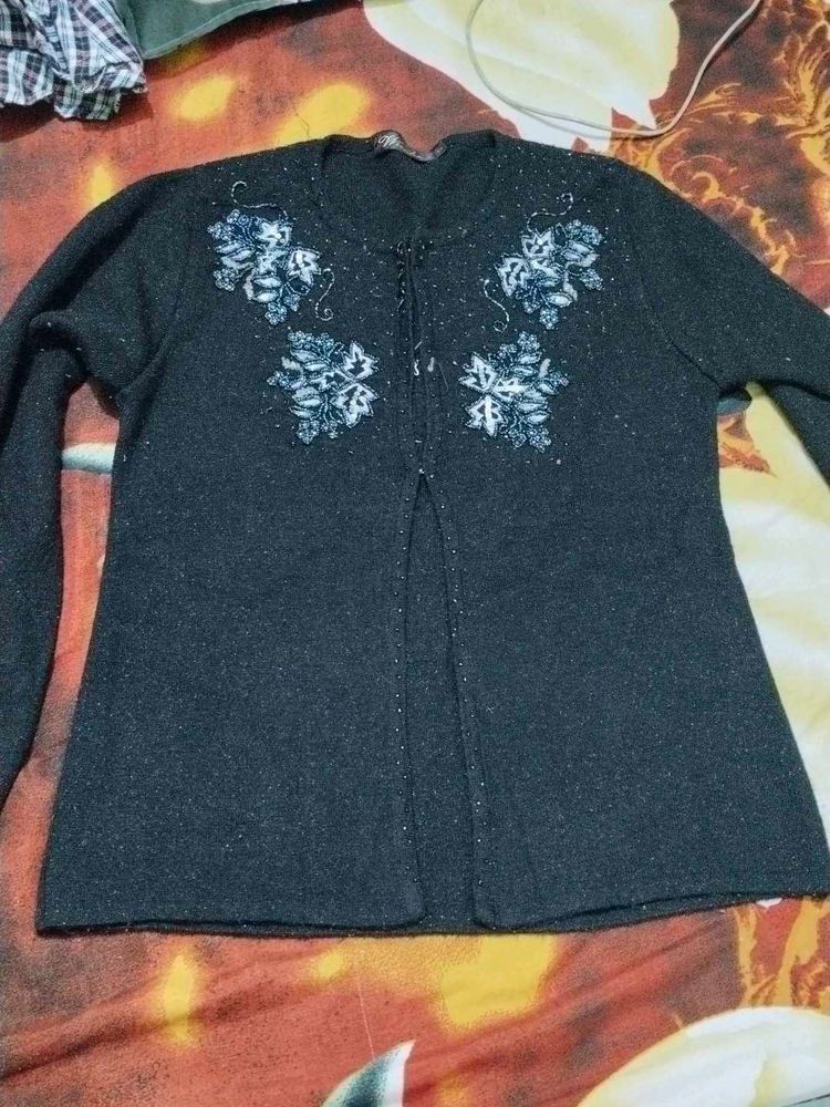 Embellished Black Cardigan