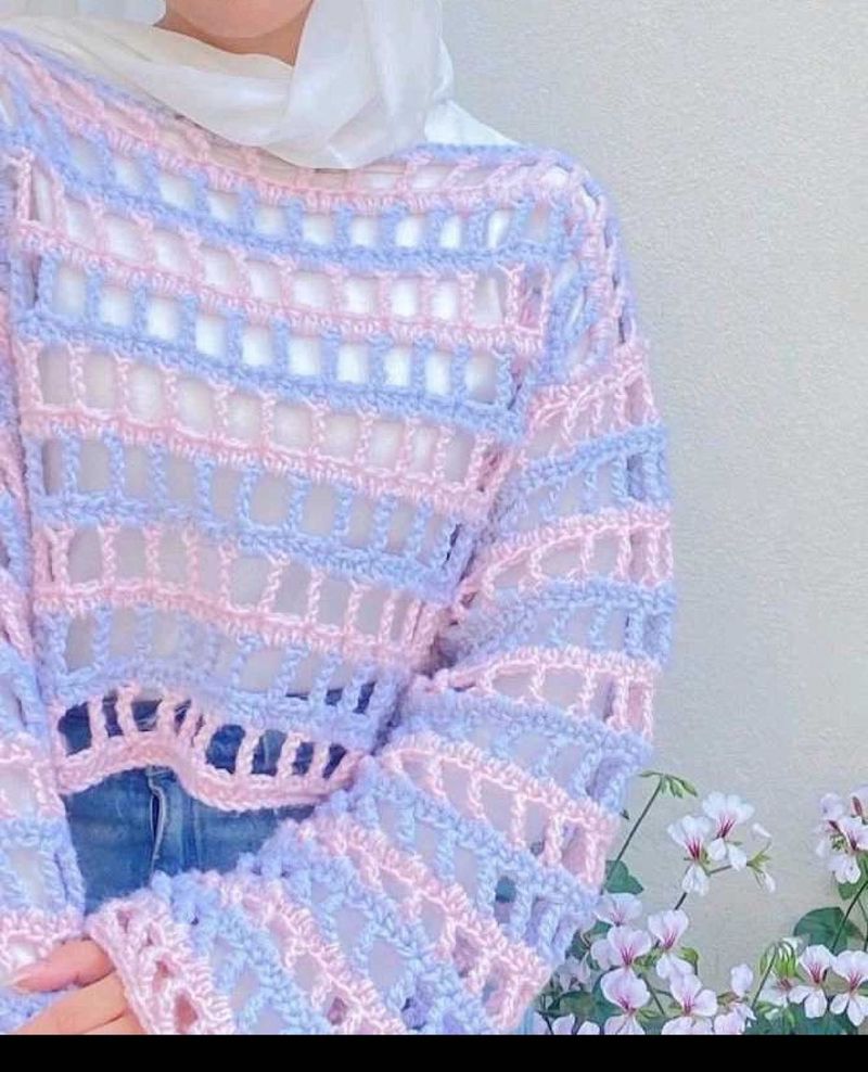 Crochet Knit Top - Pastel Colors