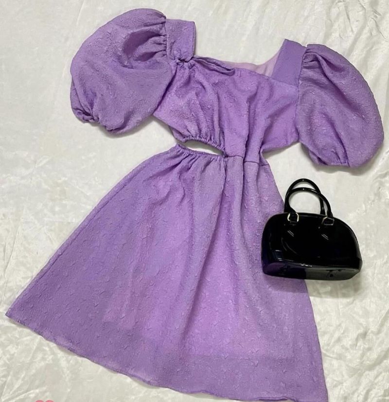 Lavender Puff Sleeve Dress
