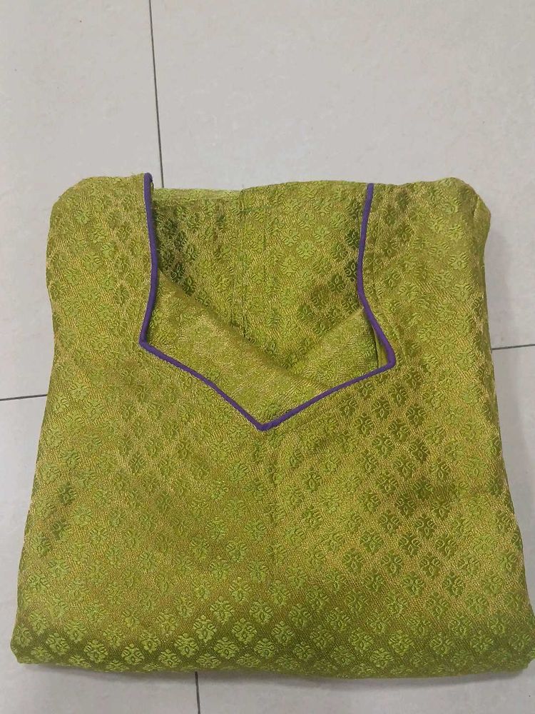 Brocade Silk Olive Green Bright Kurti
