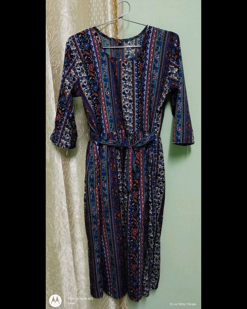 Boho Floral Print Midi Dress