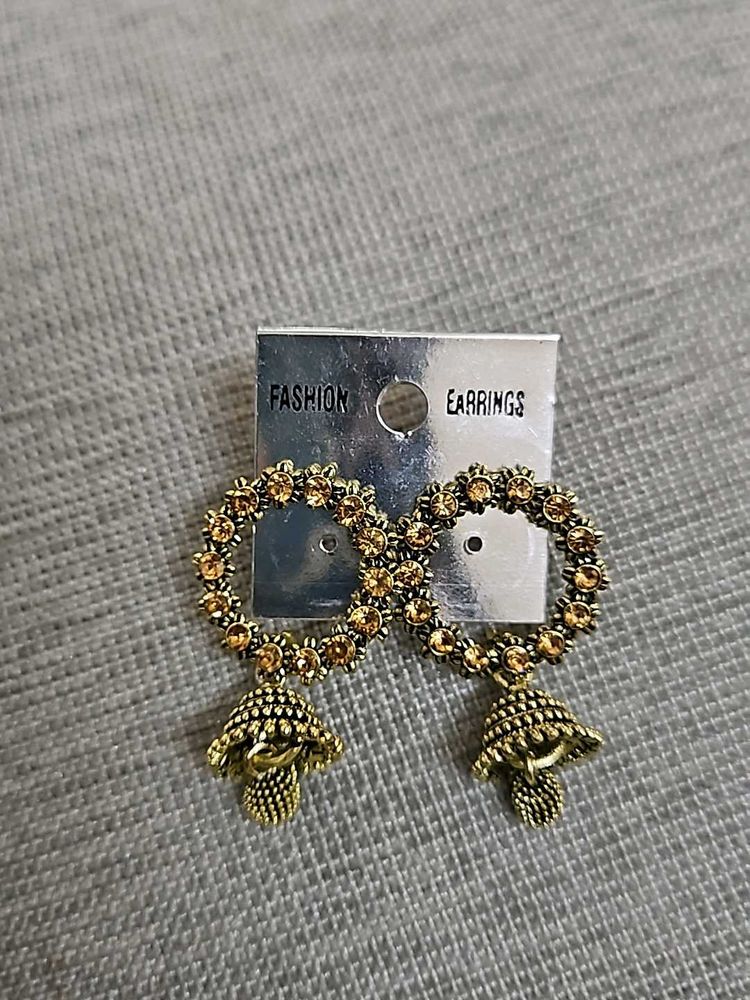 Orange Rhinestone Earrings