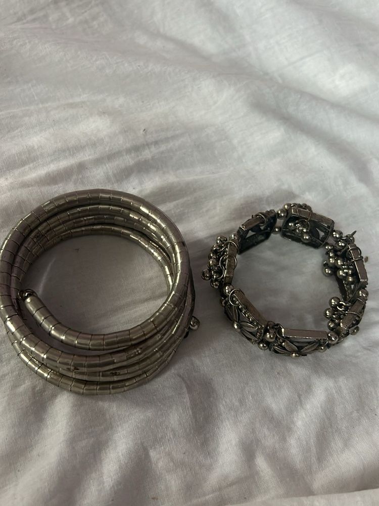 Silver Tone Adjustable Bracelet Set