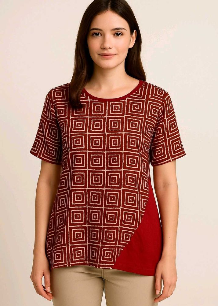 Patterned Maroon Top