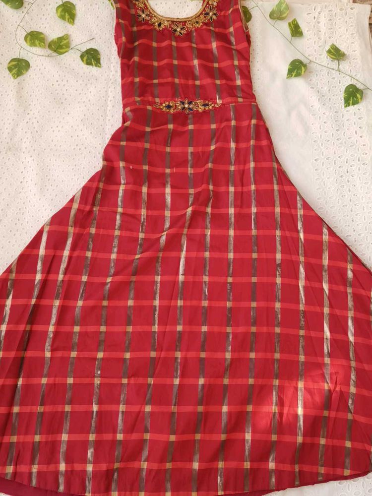 Red &amp; Gold Checkered Dress