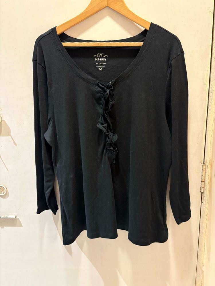 Old Navy Black Ruffle Top XXL