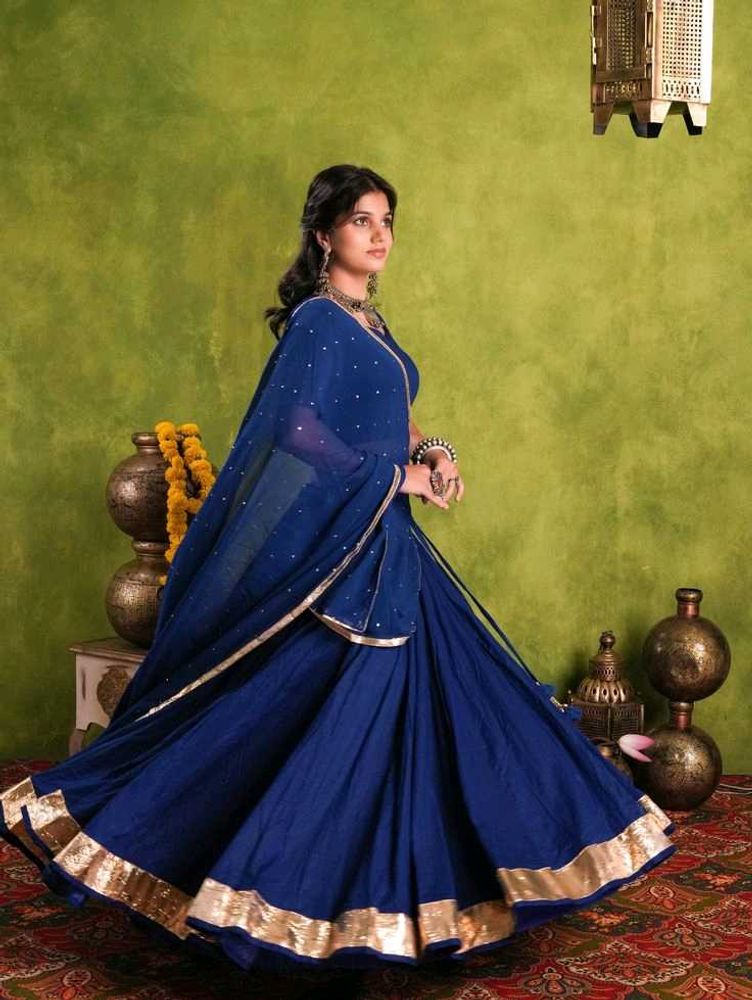 Navy blue gota Patti lehenga choli