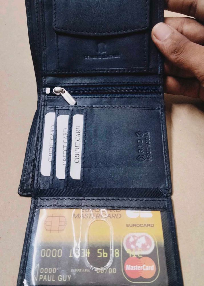 Mens Trendy Genuine Rfid Leather Wallet