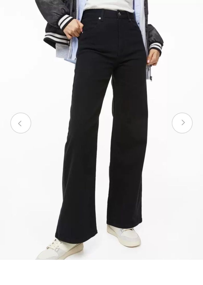 H&amp;M Black High Waist Wide Leg Jeans