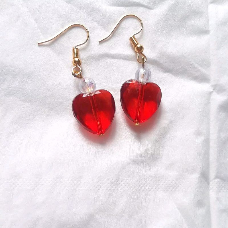 Ruby Red Heart Earrings