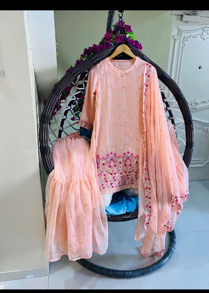 Peach Embroidered Salwar Kameez Set