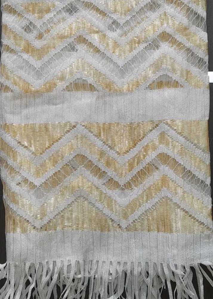 Elegant Dupatta-white Dupatta With Gold Bootie