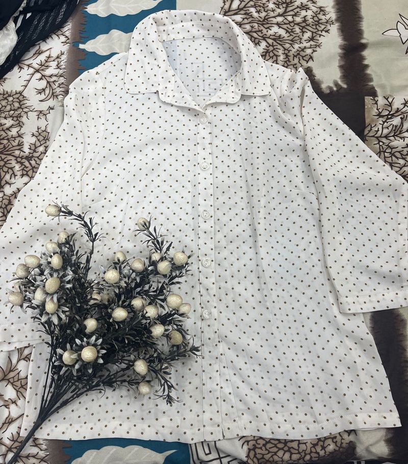classy white dotted shirt
