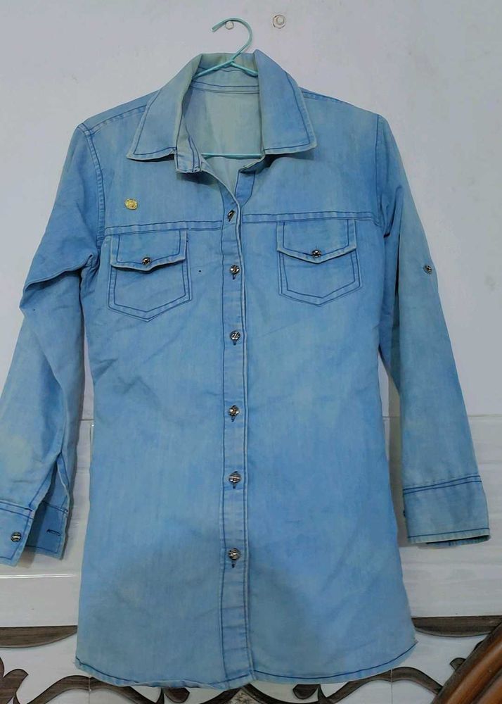 Denim Button-Up Top