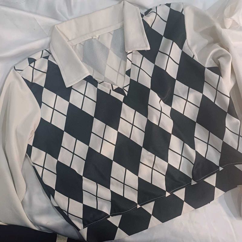 Argyle Crop Top with Collar💕✨️🫧