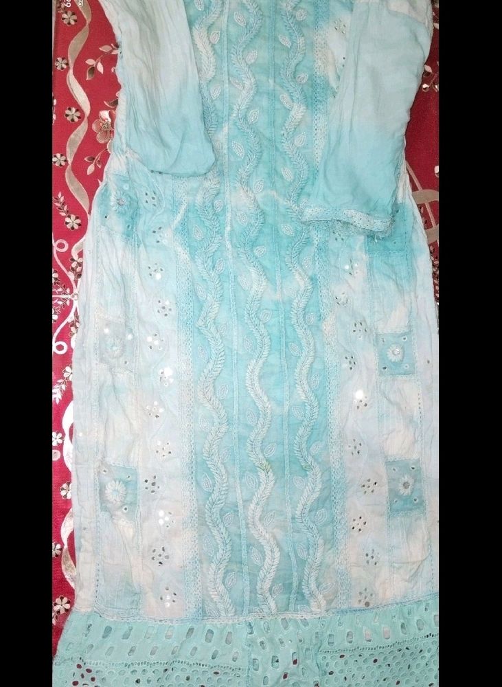 Sky Blue Kurti Heavy