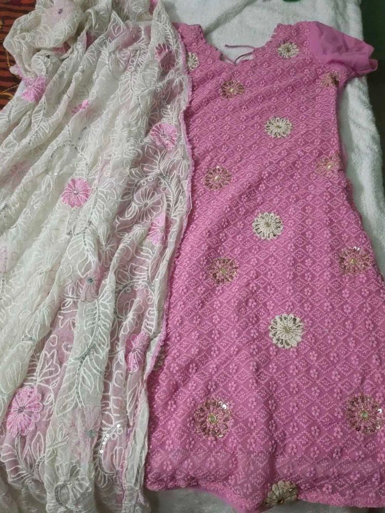 Pink Embroidered Salwar Kameez Suit