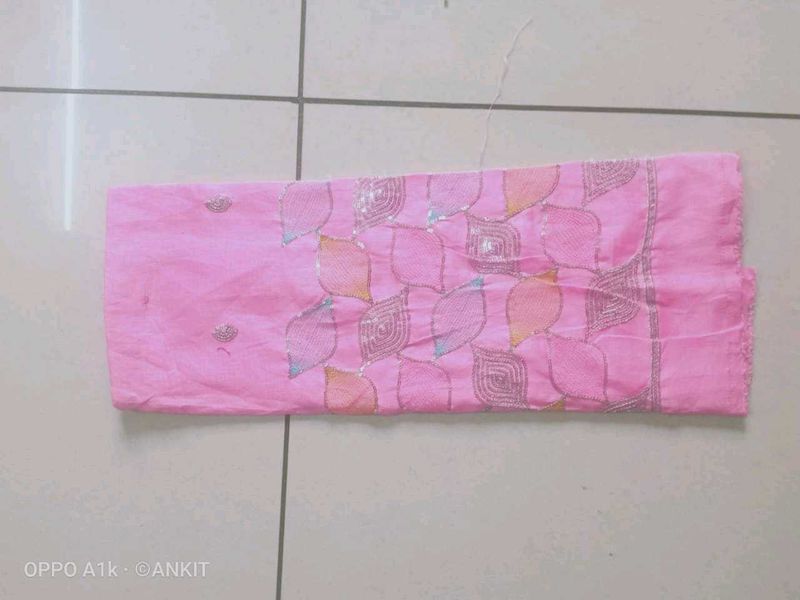 Beautiful Embroidery Pink Unstitched Blouse Piece