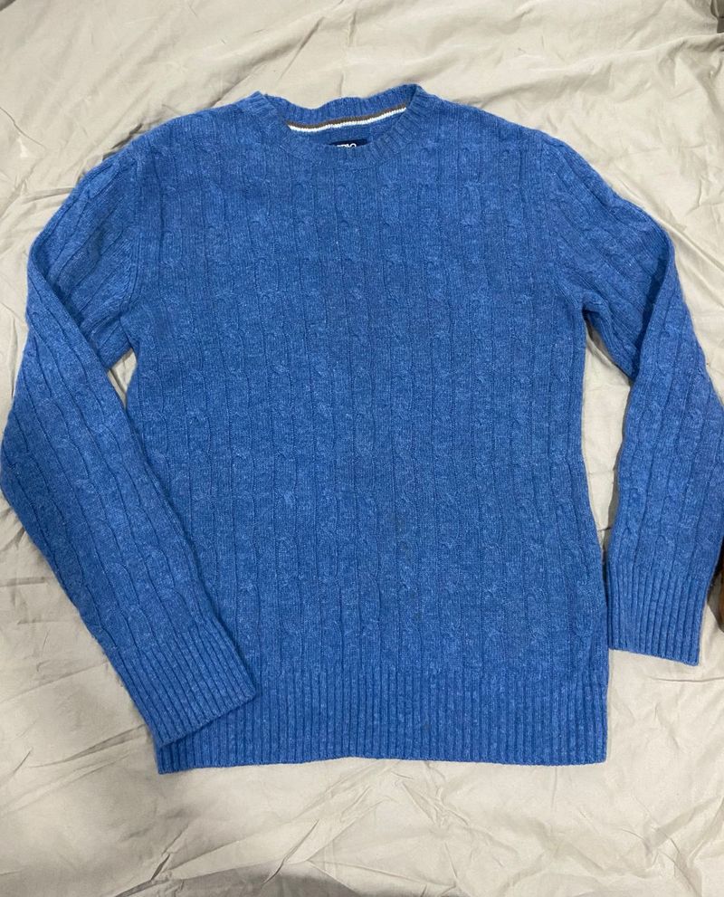 Blue Cable Knit Sweater