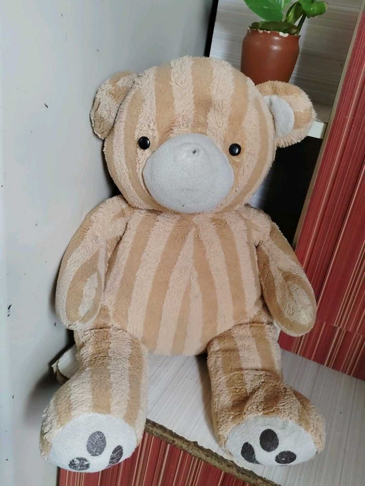 Cozy Striped Plush Teddy Bear