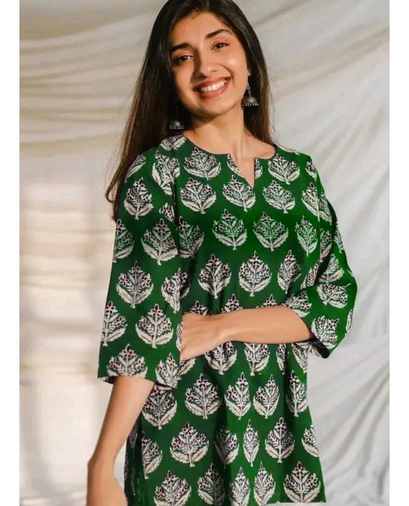 Women Green Kurti For Summer