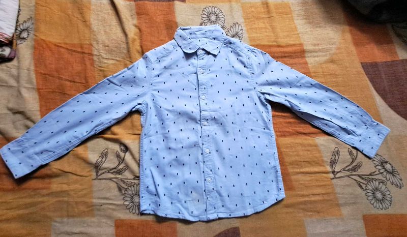 Boys' Light Blue Patterned Shirt