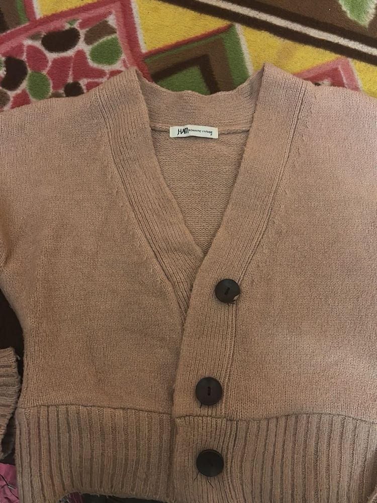 Pink Cropped Cardigan