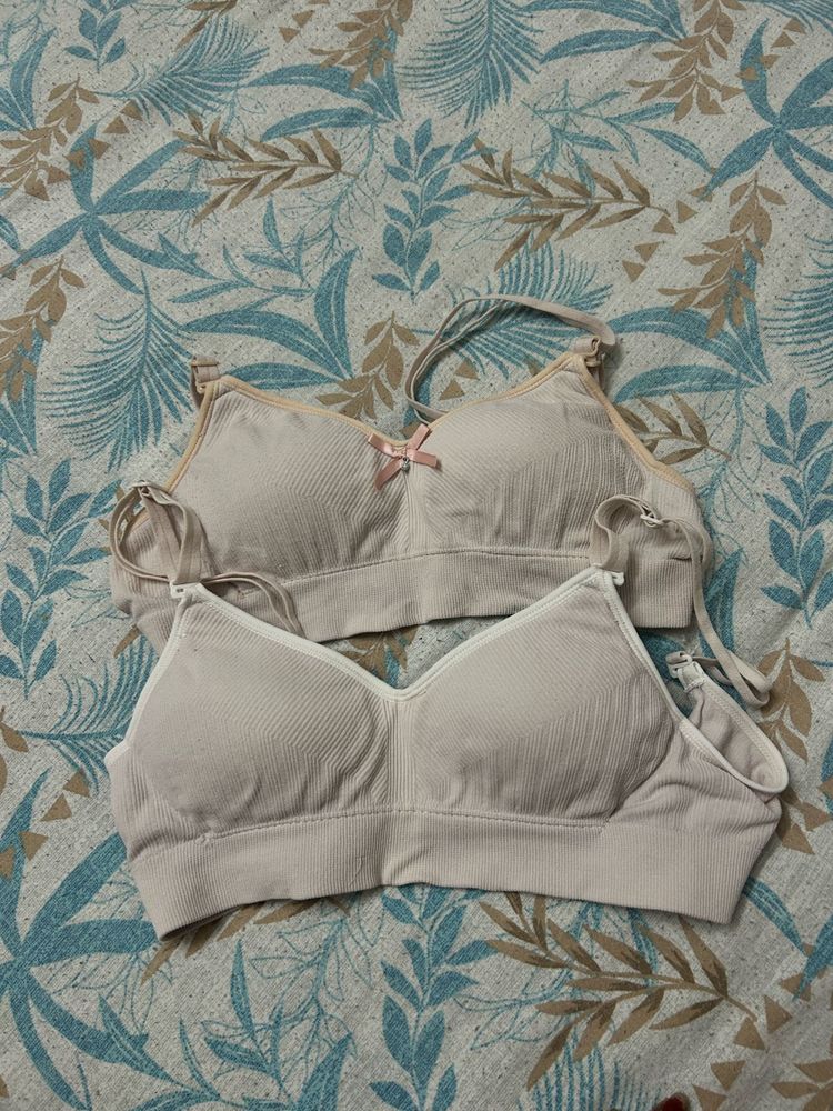 White &amp; Cream Bras - Set of 2