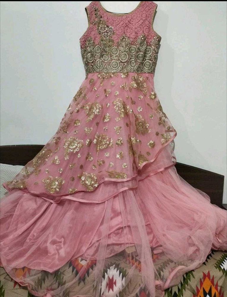 Pink &amp; Gold Embellished Gown