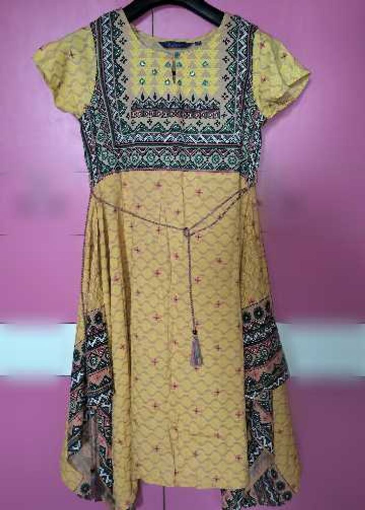 Yellow Printed Kurta
