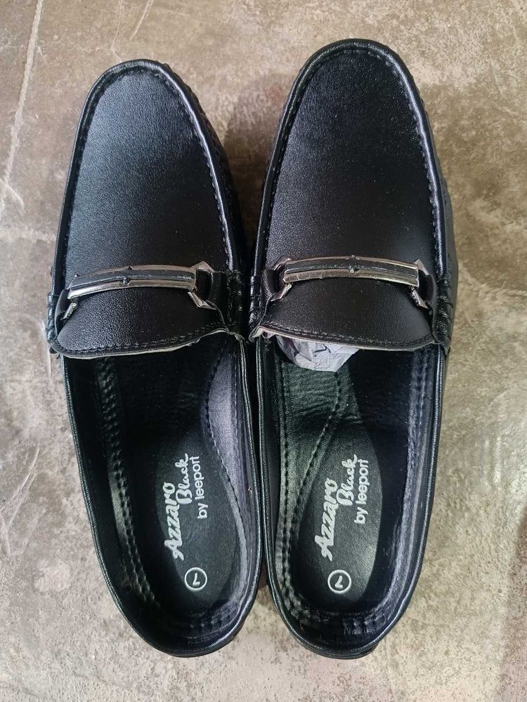 Azzaro Black Leather Loafers - Size 7