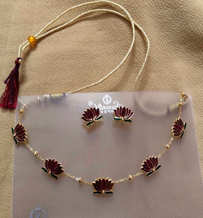 Lotus Necklace &amp; Earring Set