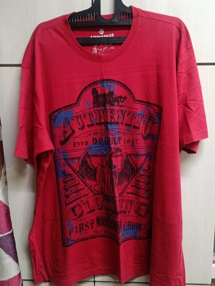 Red Colour Printed T-shirt Rarely Used