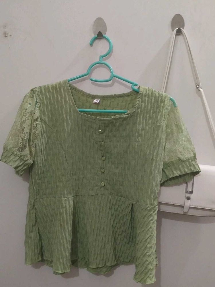 Green Textured Blouse