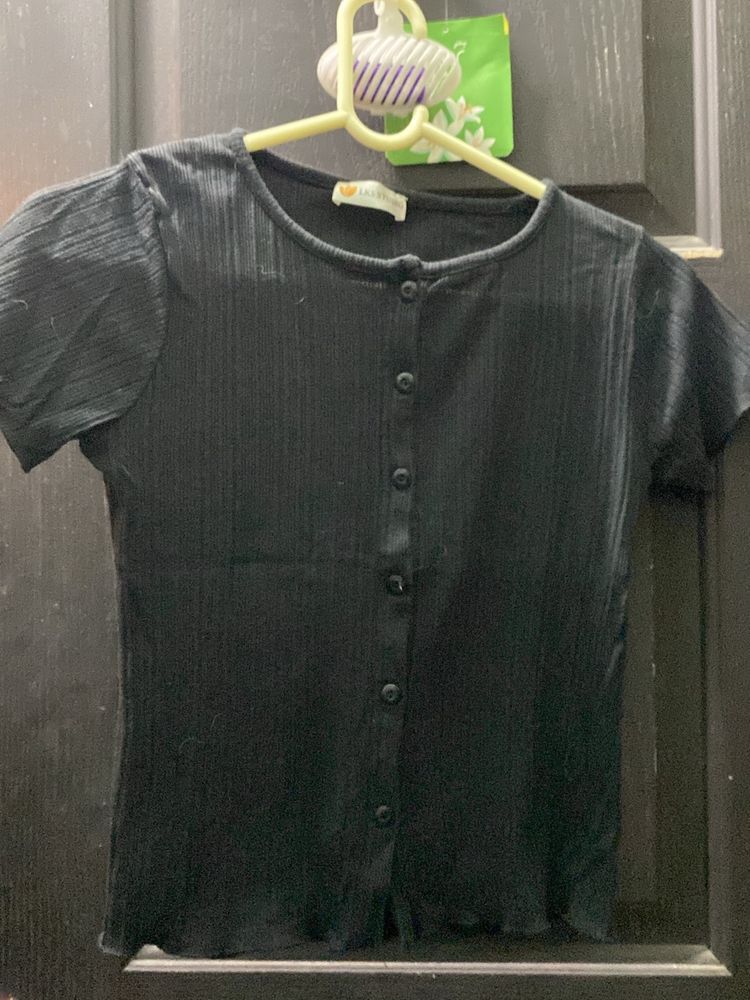 Front Button Crop Top