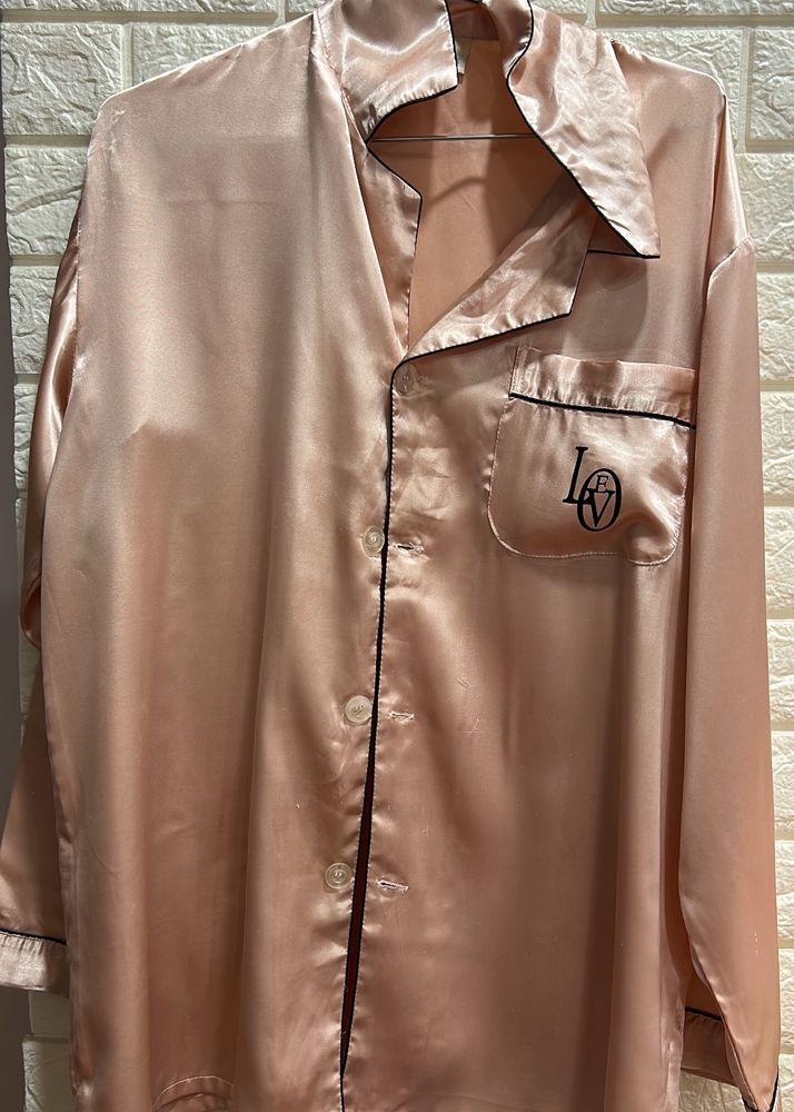 Rose Gold Satin Pajama Set