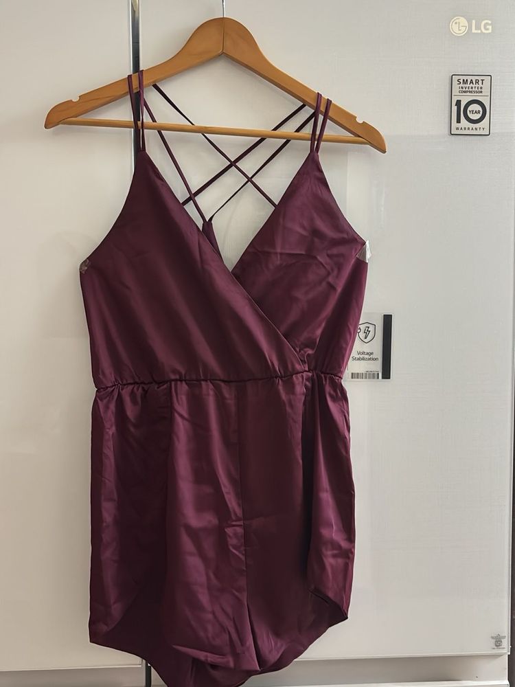 Burgundy Criss-Cross Romper