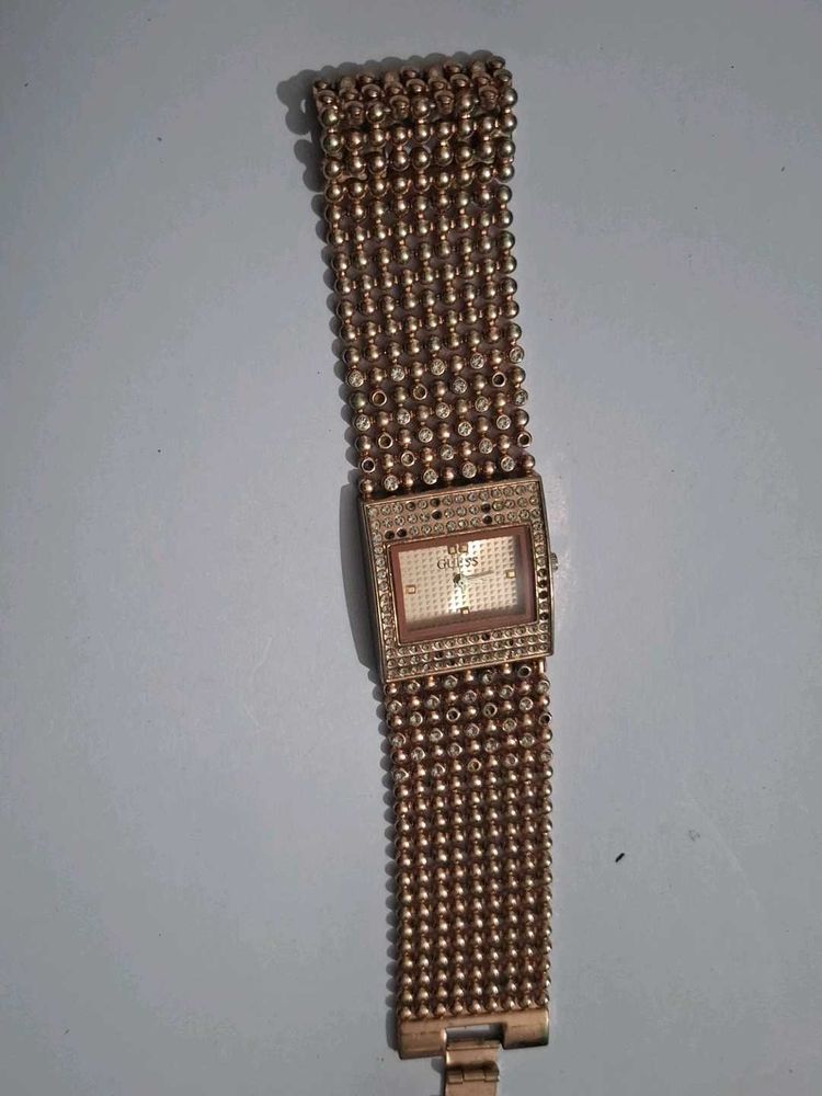 Guess Gold Beaded Bracelet Watch
