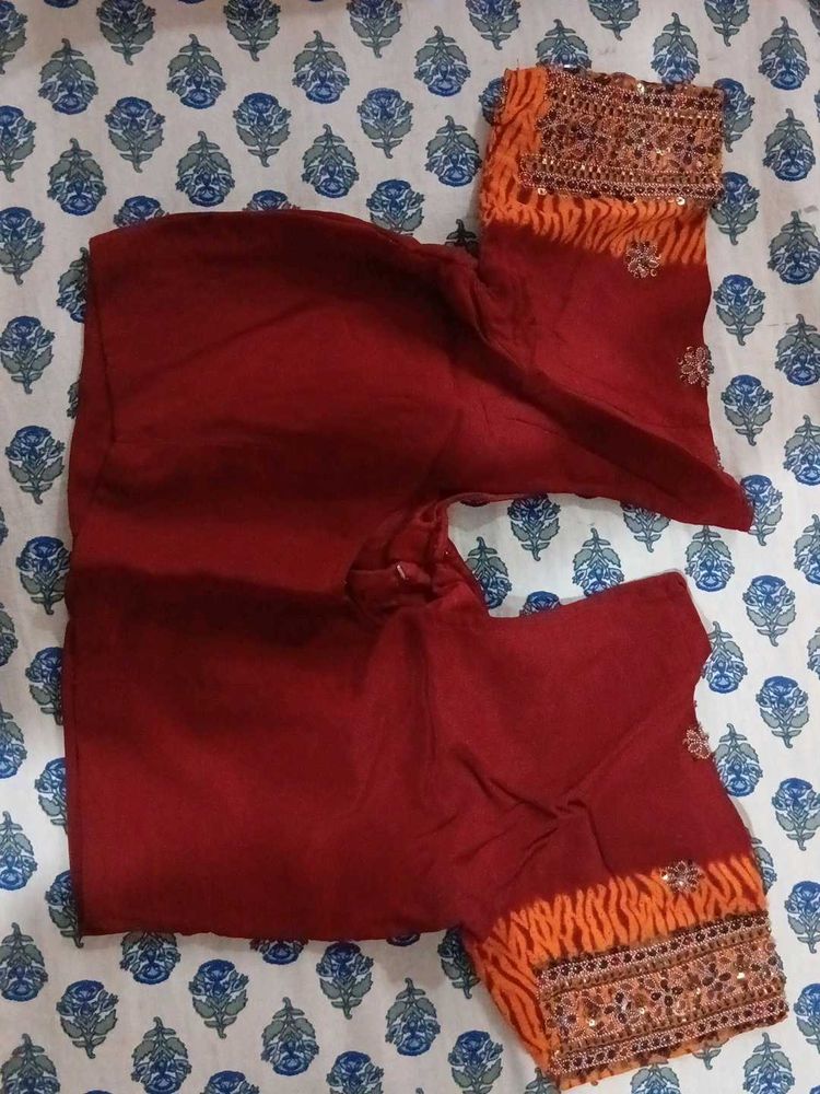 Maroon Kurta with Embellishments
