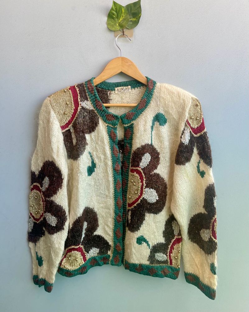 Vintage Floral Knit Cardigan
